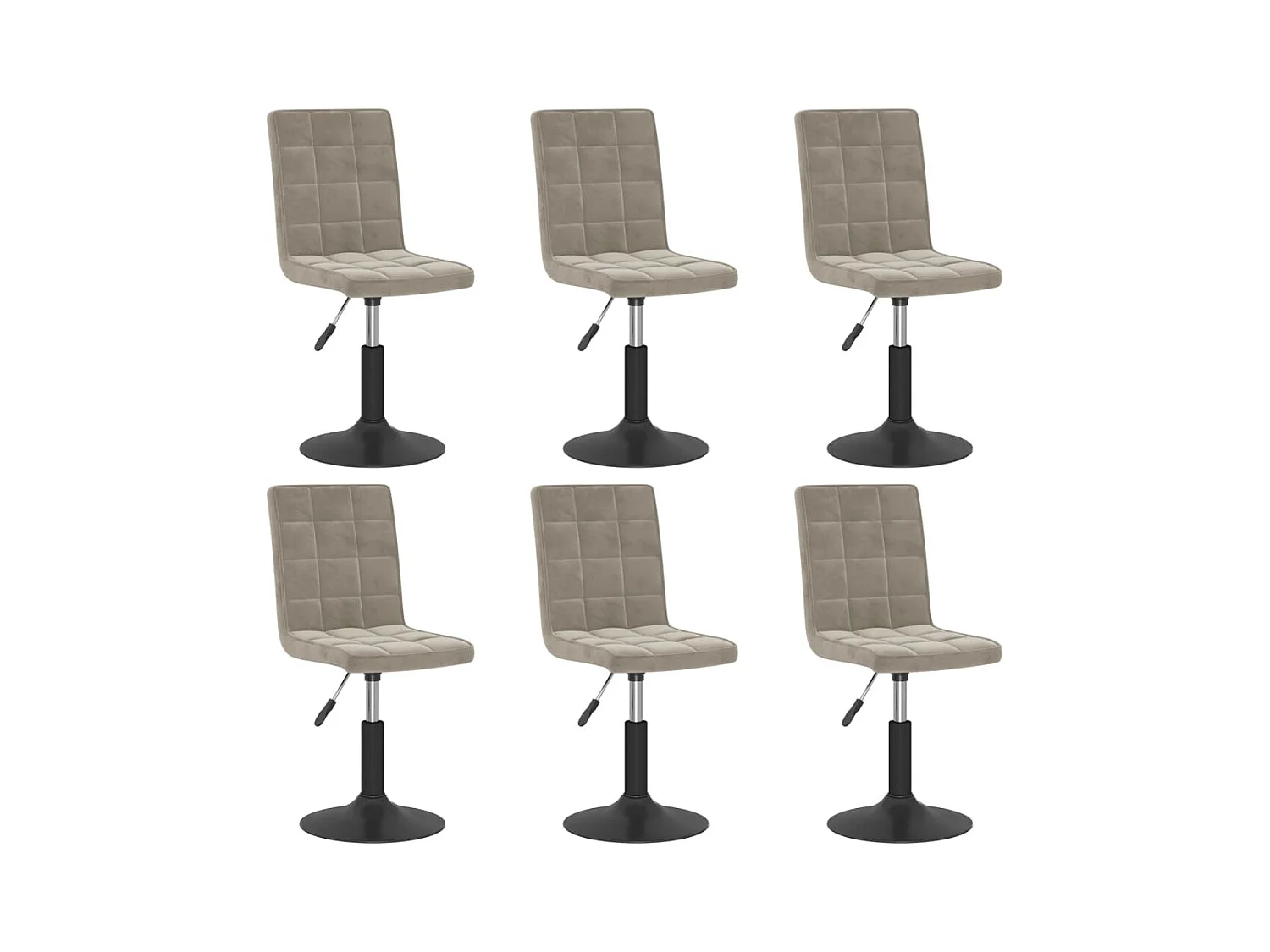 Chaises pivotantes à manger lot de 6 gris clair velours