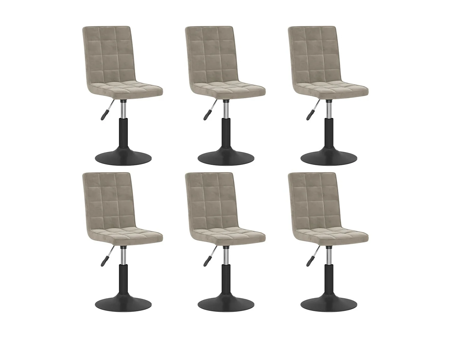 Chaises pivotantes à manger lot de 6 gris clair velours