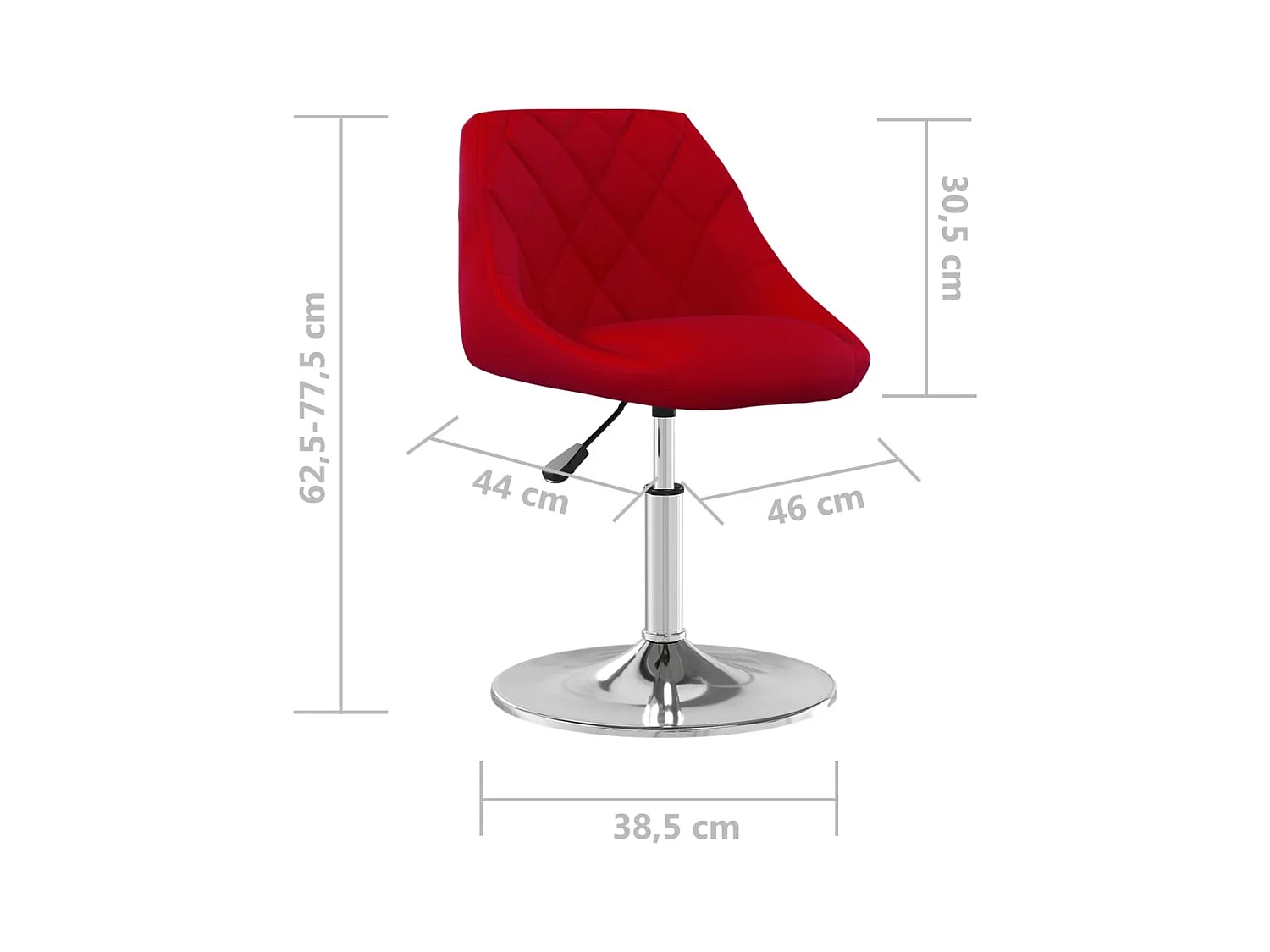 Chaises pivotantes à manger lot de 6 Rouge bordeaux Velours