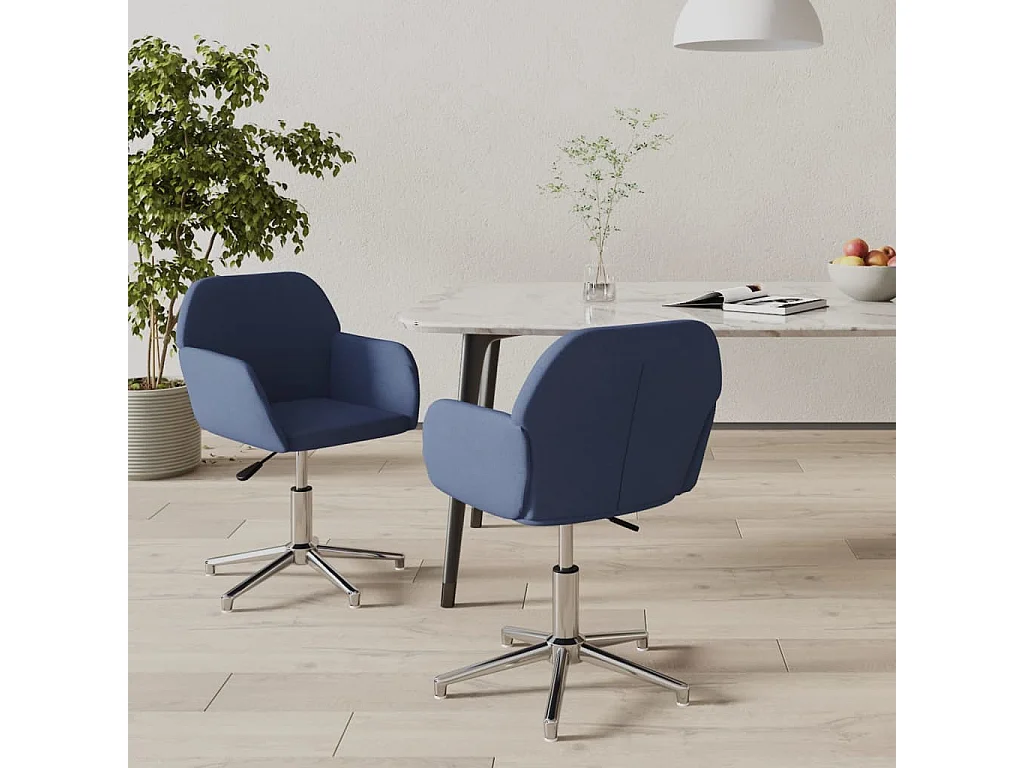 Sedie da Pranzo Girevoli 2 pz Blu in Tessuto