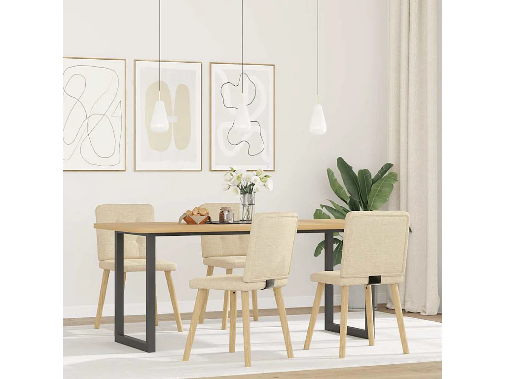 Eetkamerstoelen 4 st stof crèmekleurig