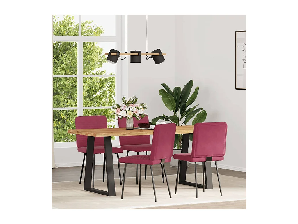 Chaises à manger lot de 4 Rouge bordeaux Velours