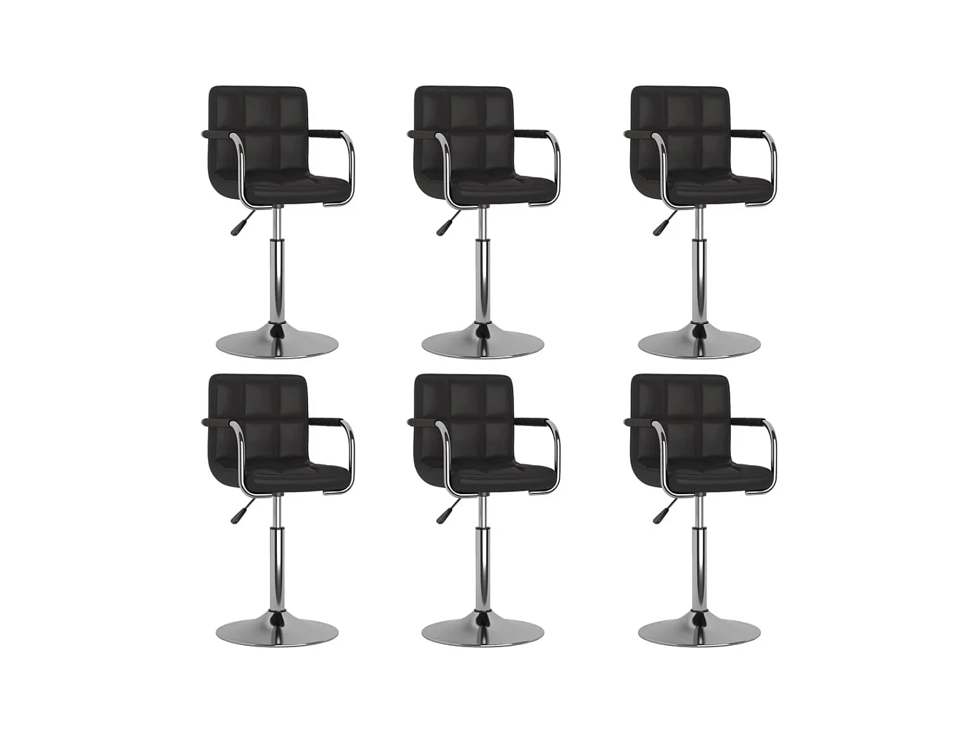 Chaises pivotantes à manger lot de 6 noir similicuir