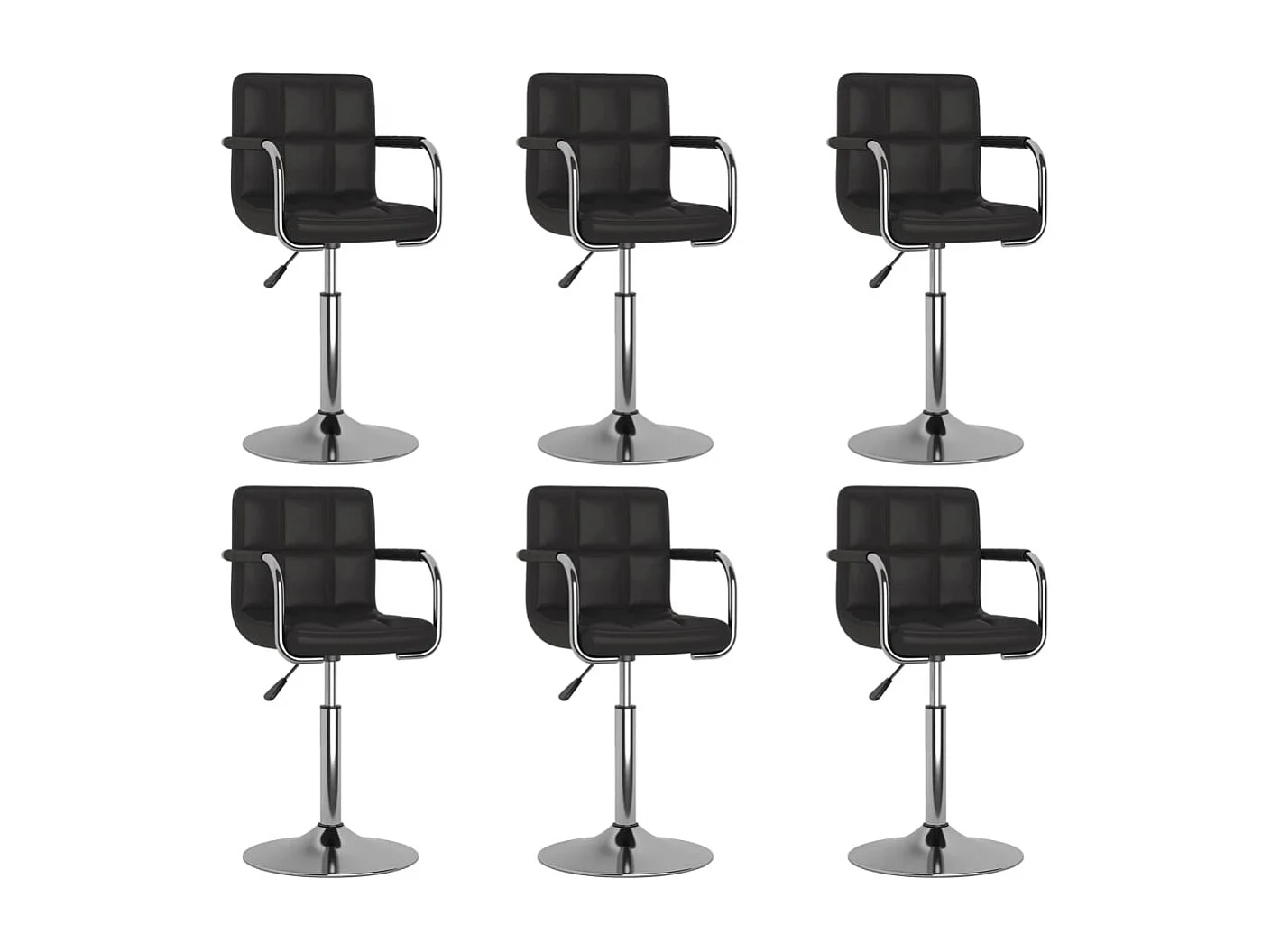 Cadeiras de jantar giratórias 6 pcs couro artificial preto