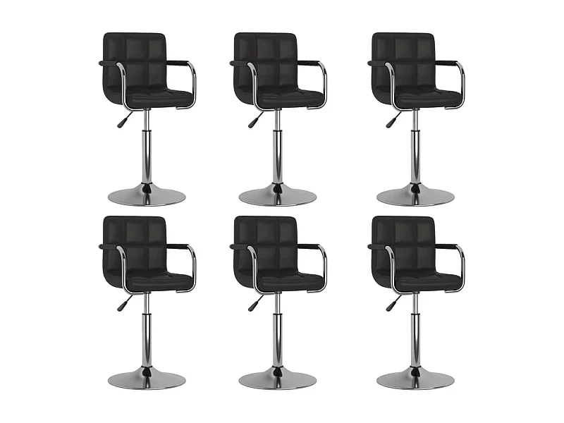 Cadeiras de jantar giratórias 6 pcs couro artificial preto