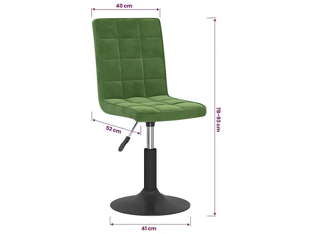Chaises pivotantes à manger lot de 2 vert foncé velours
