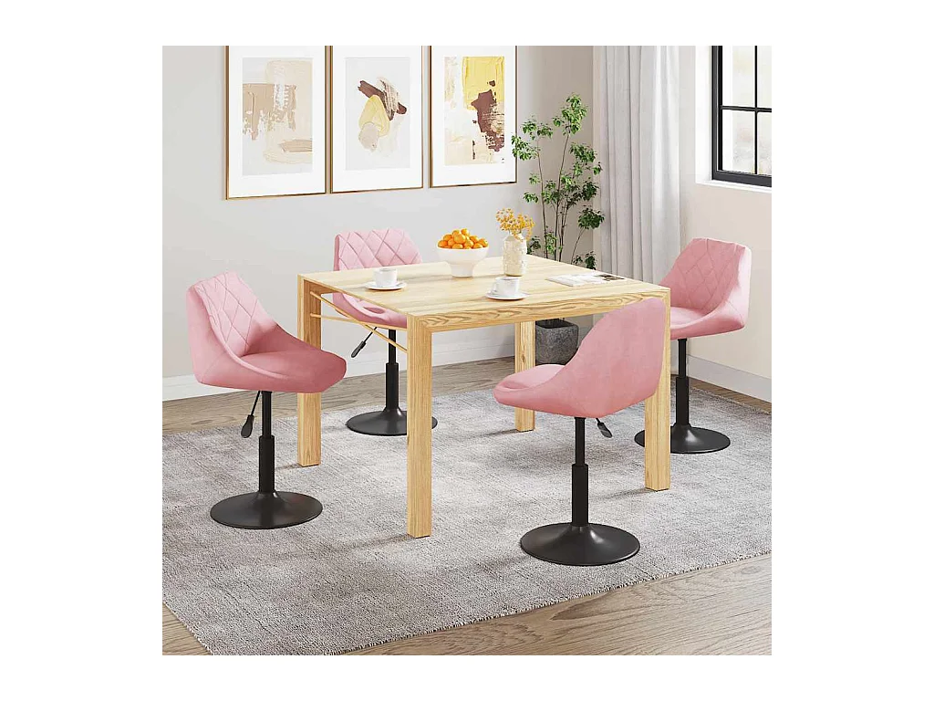 Chaises pivotantes à manger lot de 4 rose velours
