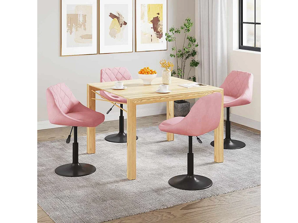 Sedie da Pranzo Girevoli 4 pz Rosa in Velluto