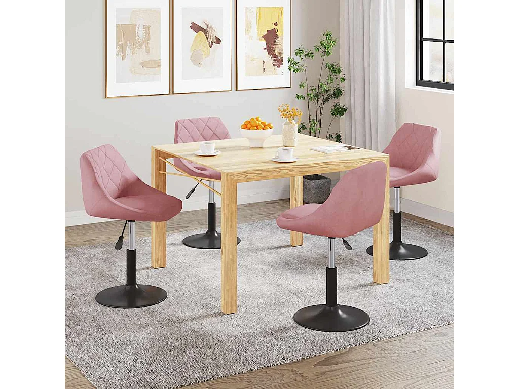 Eetkamerstoelen draaibaar 4 st fluweel roze
