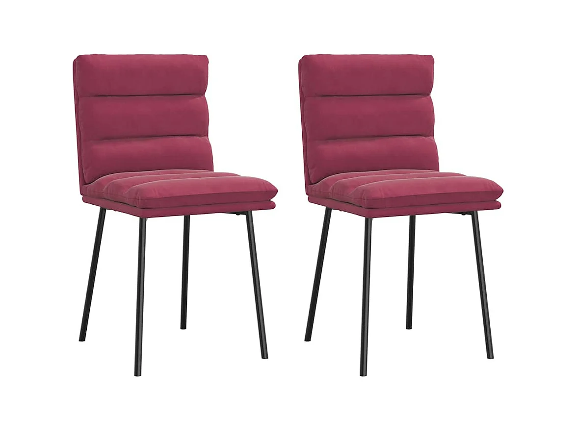 Eetkamerstoelen 2 st fluweel wijnrood
