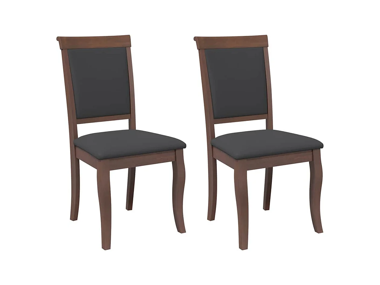 Chaises à manger coussins 2 pcs marron bois massif caoutchouc