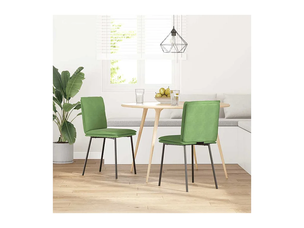 Chaises à manger lot de 2 Vert clair Velours