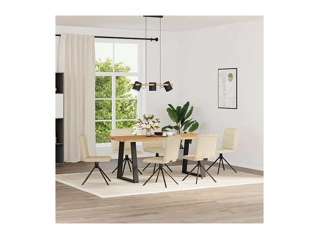 Chaises à manger lot de 6 crème tissu