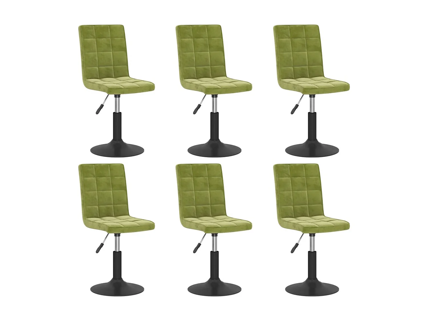 Chaises pivotantes à manger lot de 6 vert clair velours
