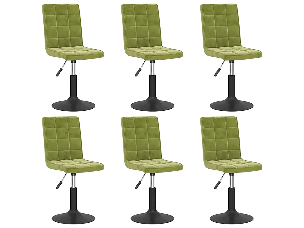 Chaises pivotantes à manger lot de 6 vert clair velours