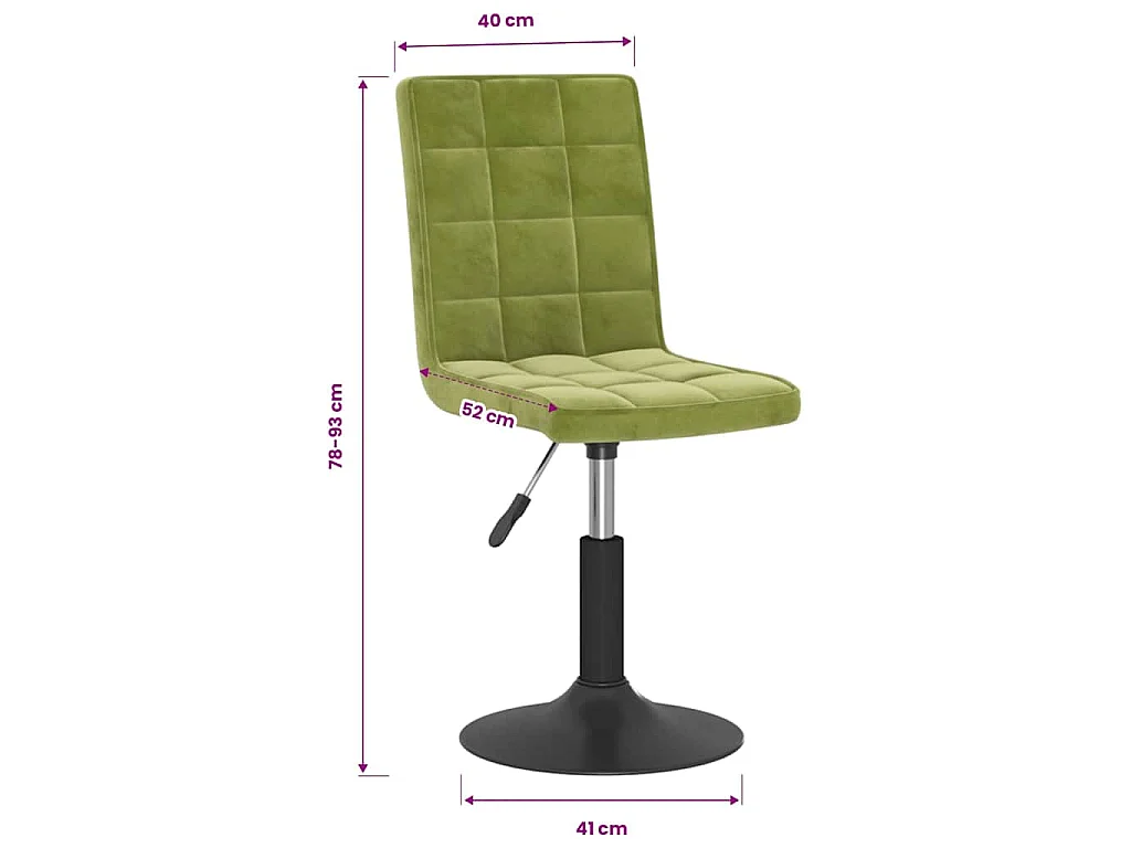 Chaises pivotantes à manger lot de 6 vert clair velours