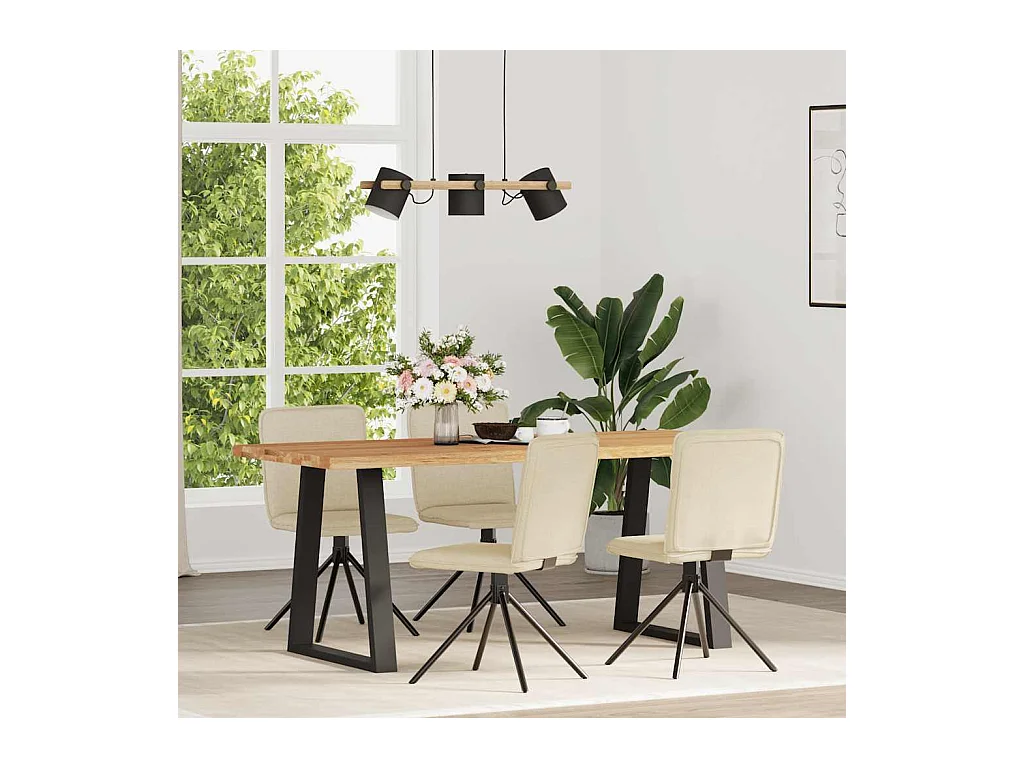 Sillas de comedor 4 unidades tela color crema