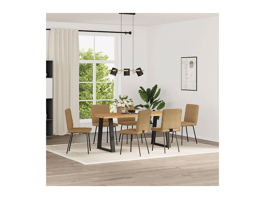 Chaises à manger lot de 6 marron velours