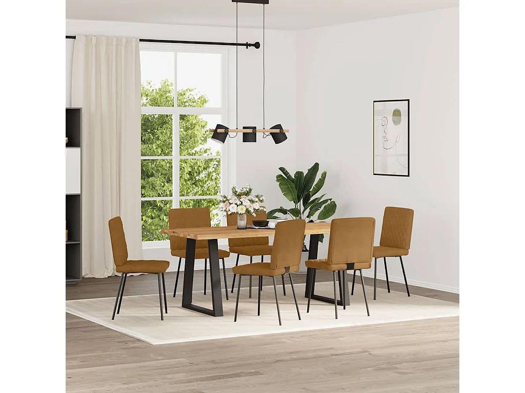 Chaises à manger lot de 6 marron velours