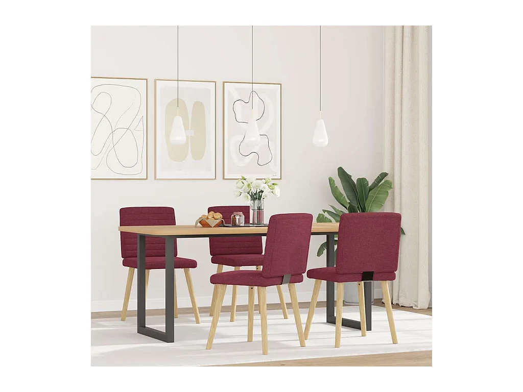 Chaises à manger lot de 4 rouge bordeaux tissu