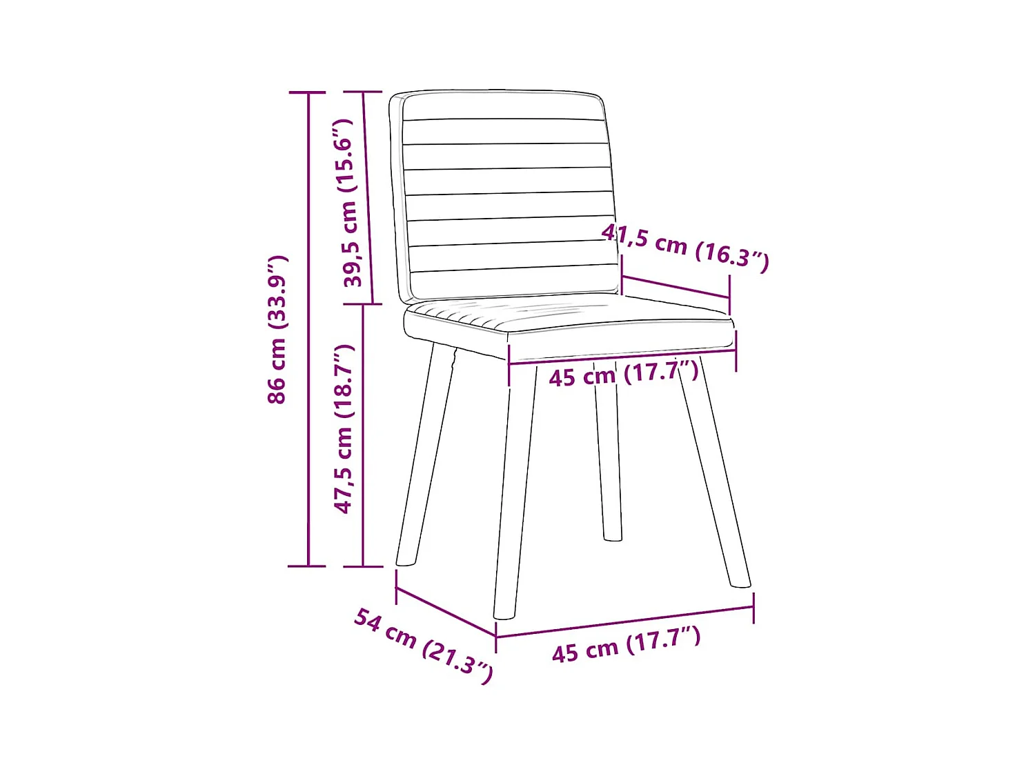 Chaises à manger lot de 4 rouge bordeaux tissu