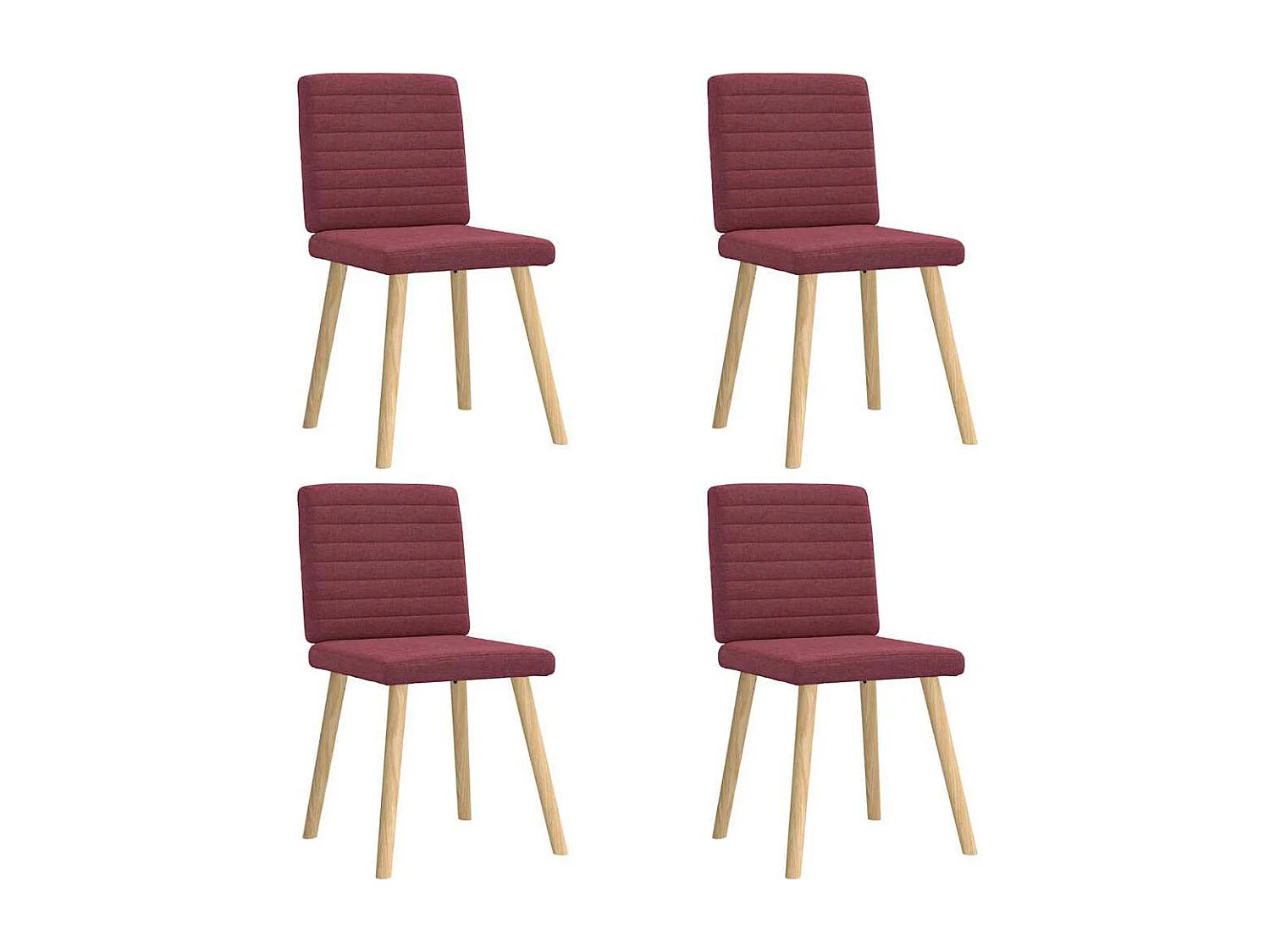 Chaises à manger lot de 4 rouge bordeaux tissu
