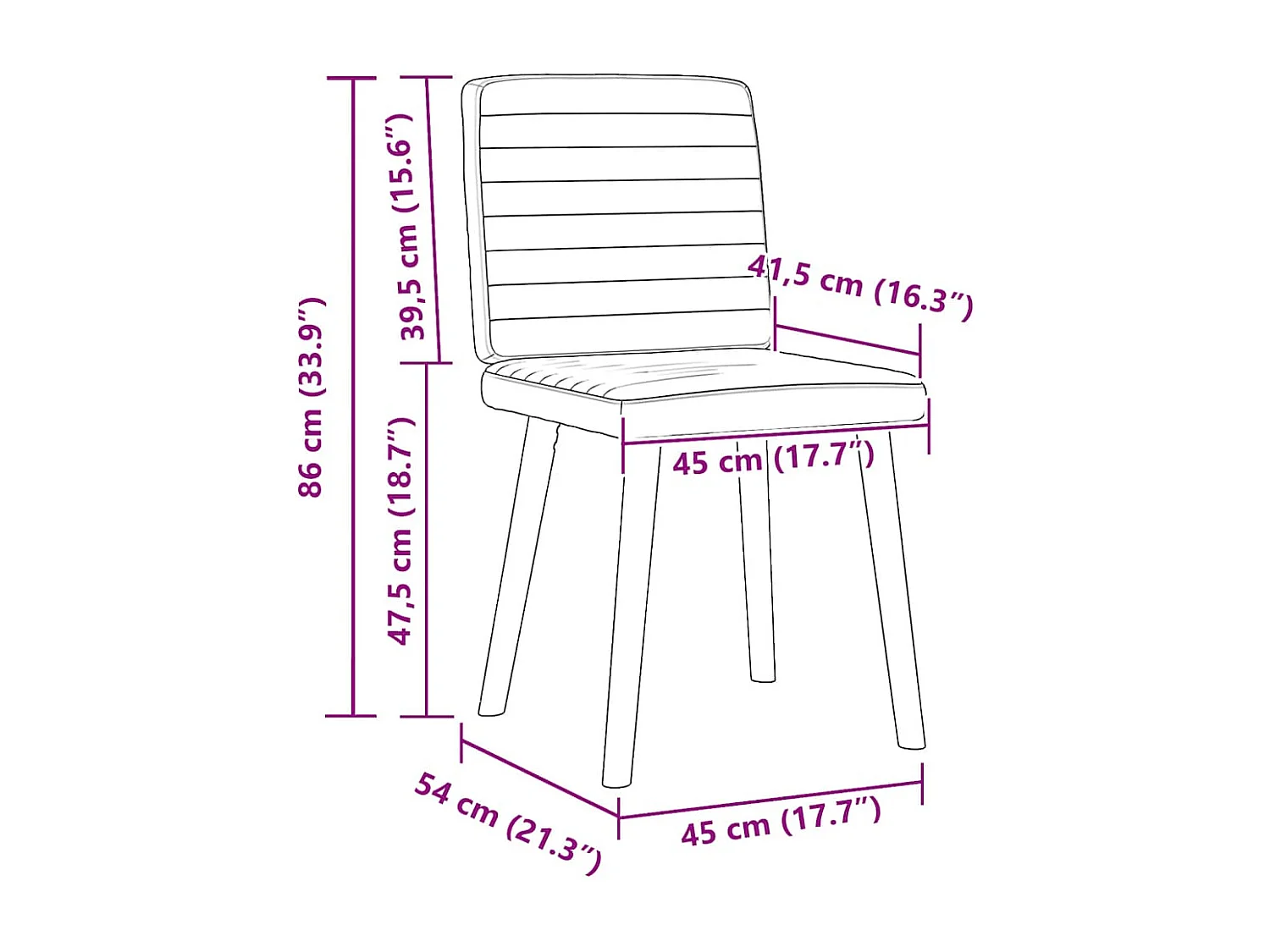 Chaises à manger lot de 4 rouge bordeaux tissu