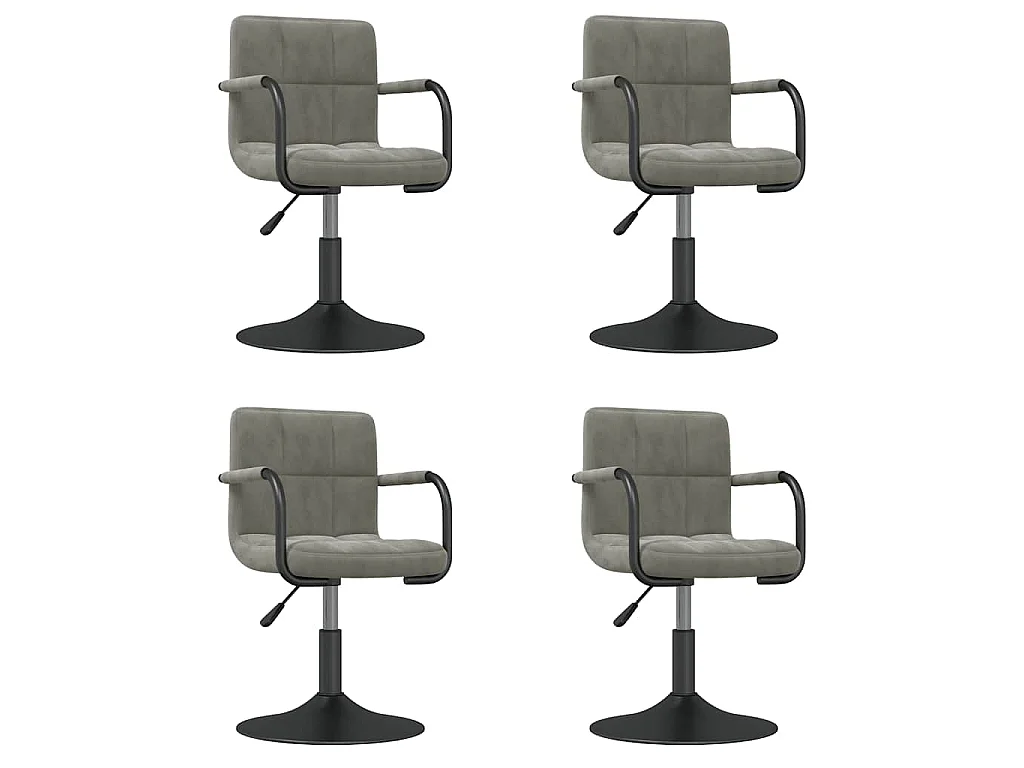 Chaises pivotantes à manger lot de 4 gris clair velours