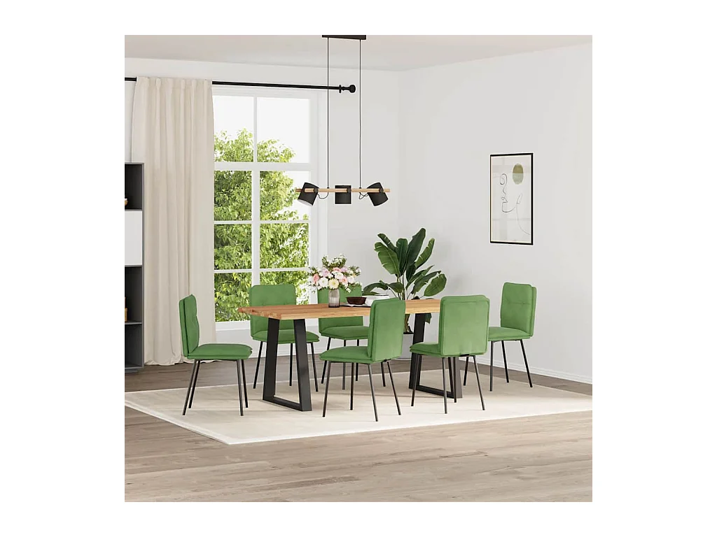 Chaises à manger lot de 6 vert clair velours