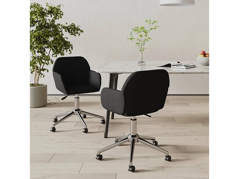 Esszimmerstühle 2 Stk. Drehbar Schwarz Stoff