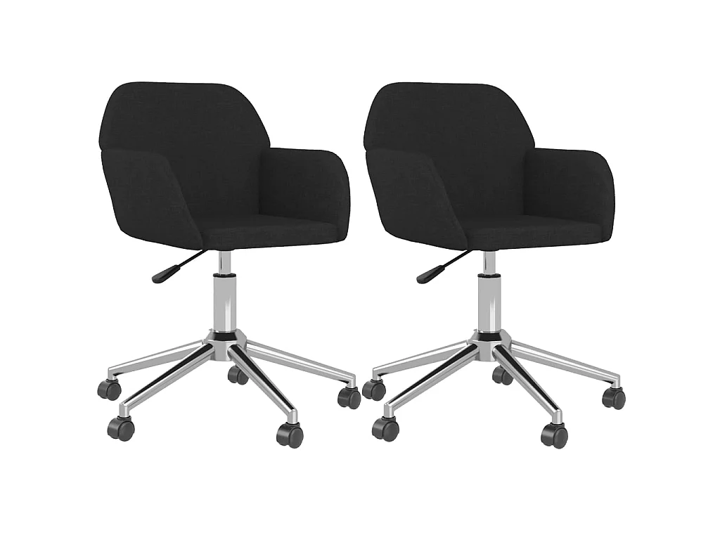 Cadeiras de jantar giratórias 2 pcs tecido preto