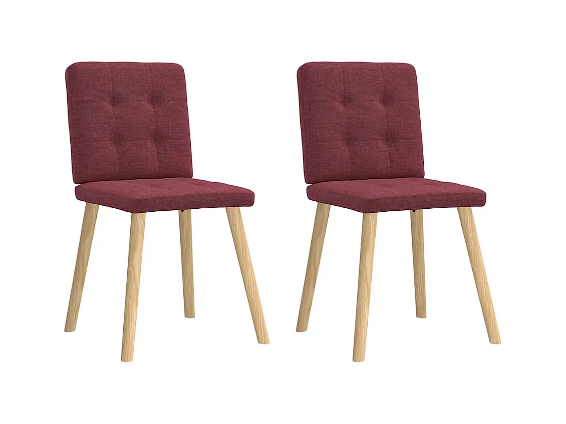 Chaises à manger lot de 2 rouge bordeaux tissu