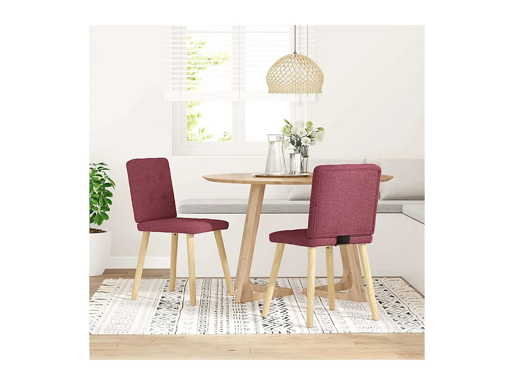 Chaises à manger lot de 2 rouge bordeaux tissu