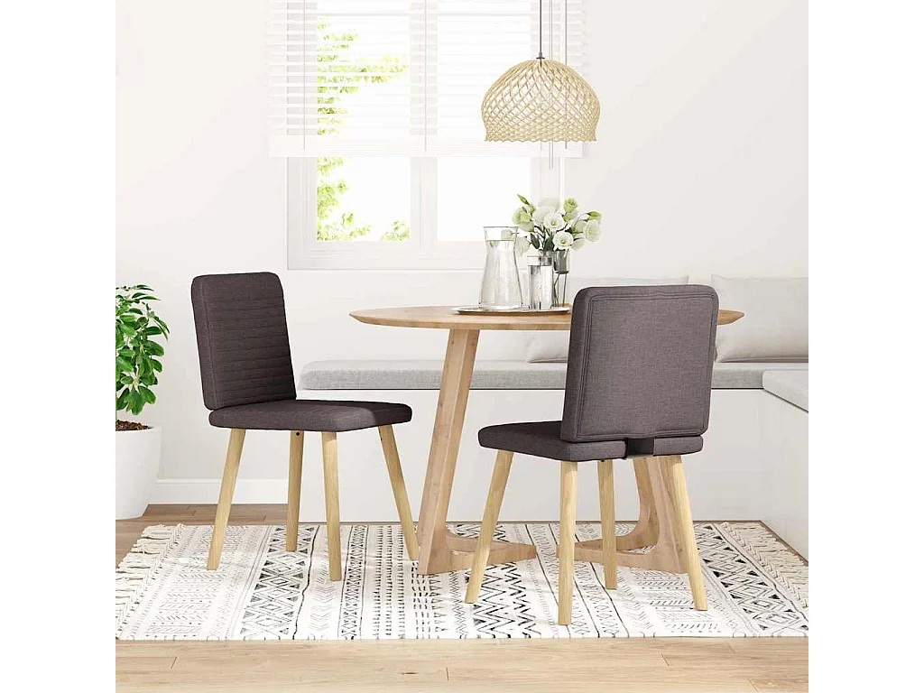 Eetkamerstoelen 2 st stof donkerbruin