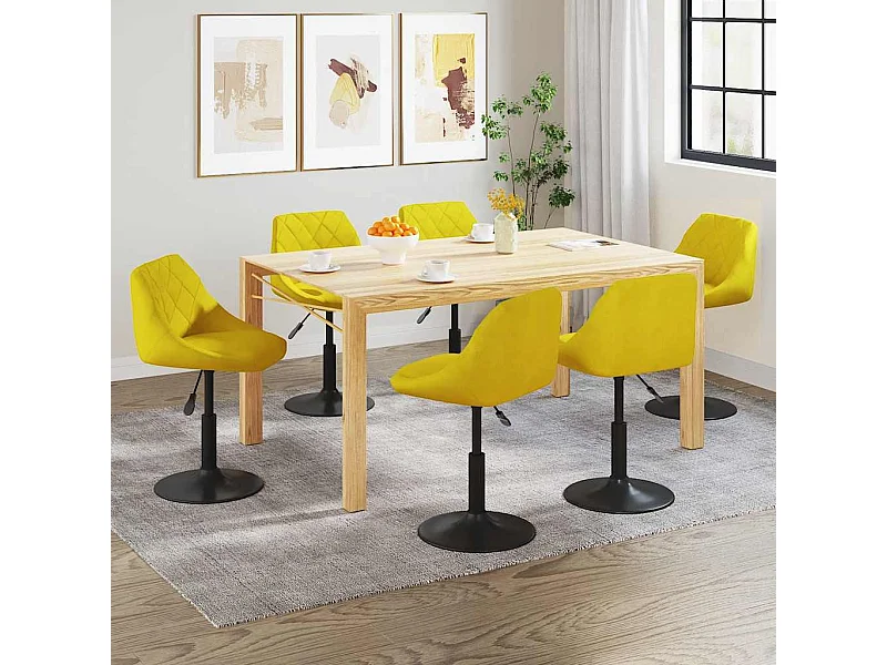 Cadeiras de jantar giratórias 6 pcs veludo amarelo mostarda