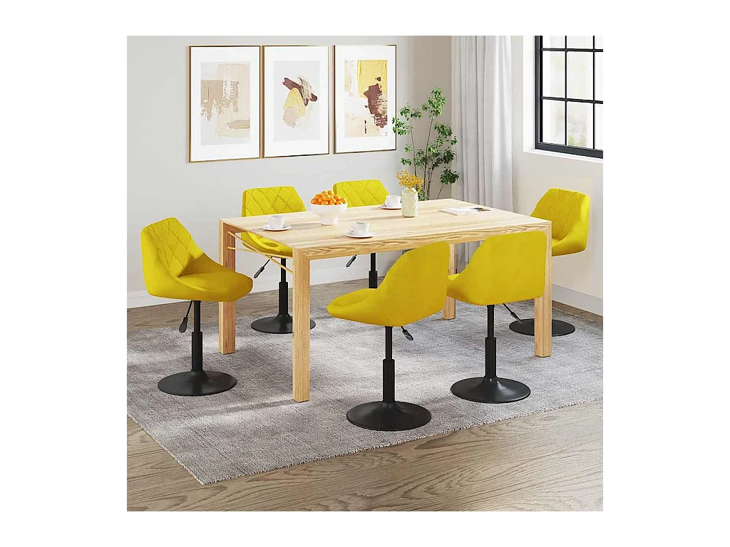 Eetkamerstoelen draaibaar 6 st fluweel mosterdgeel