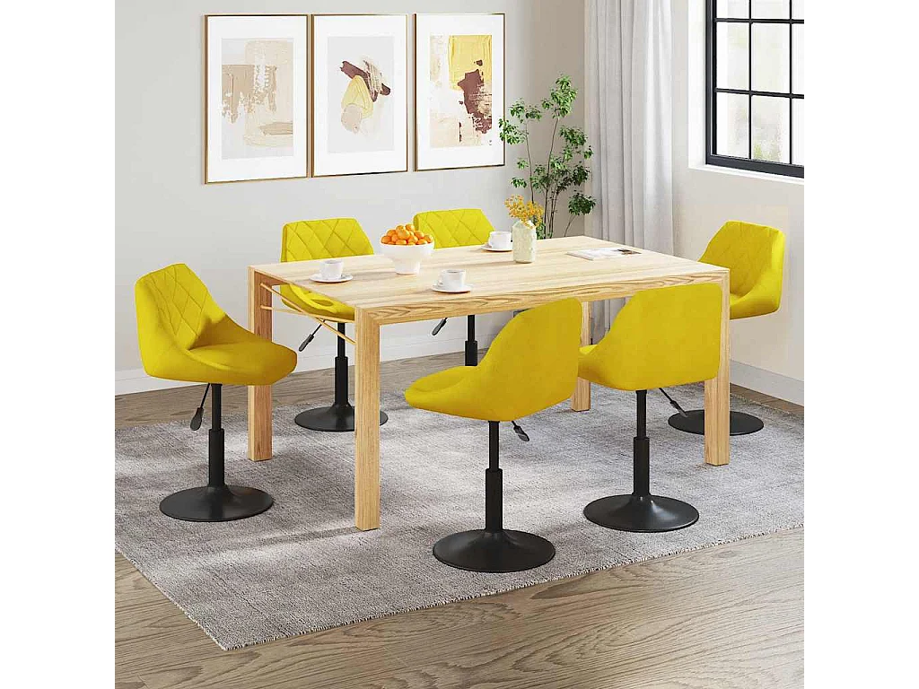 Chaises à manger pivotantes lot de 6 jaune moutarde velours