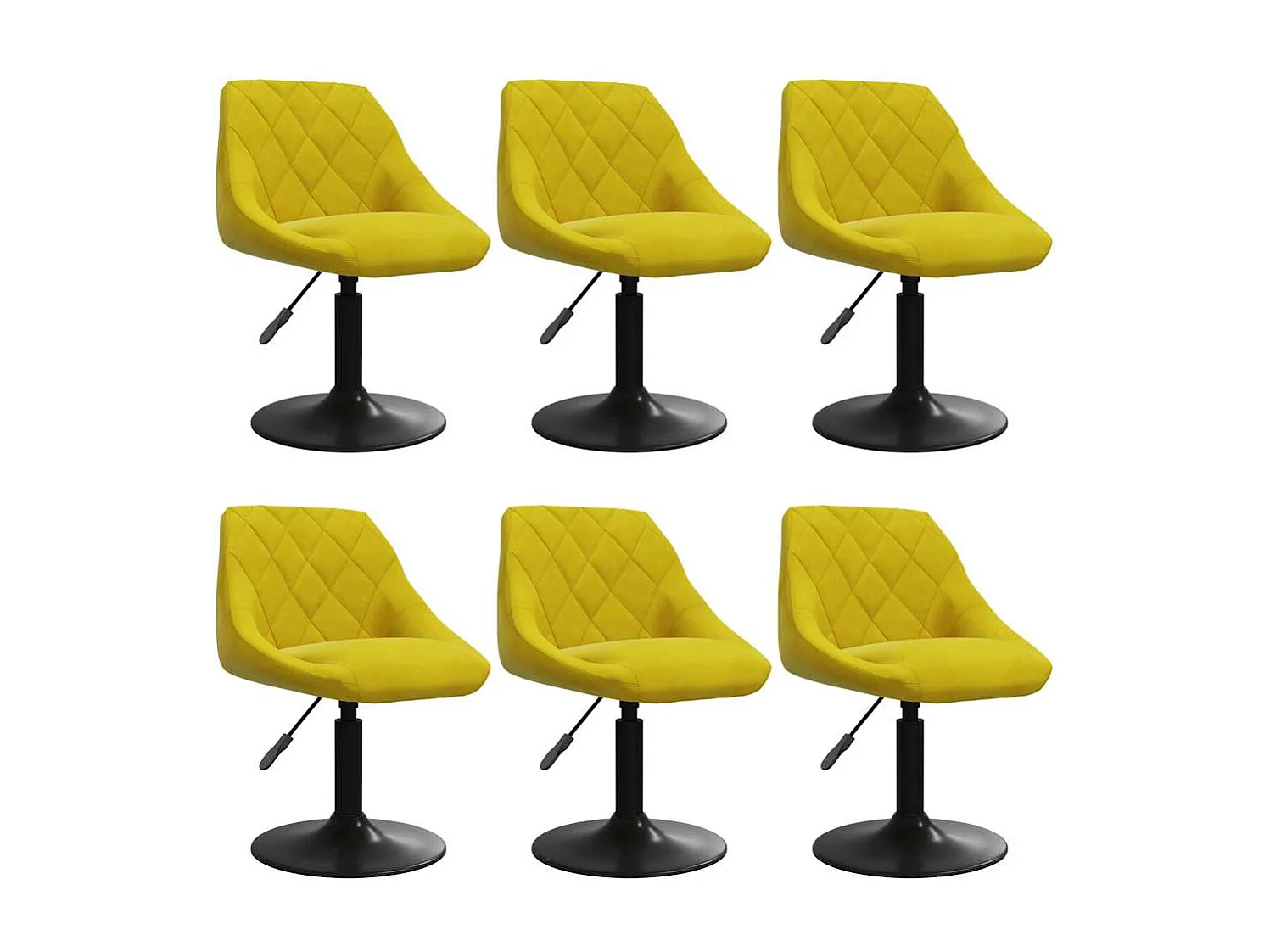 Chaises à manger pivotantes lot de 6 jaune moutarde velours