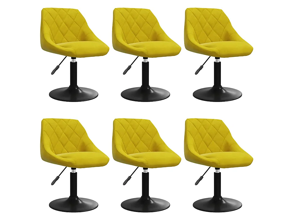 Chaises à manger pivotantes lot de 6 jaune moutarde velours