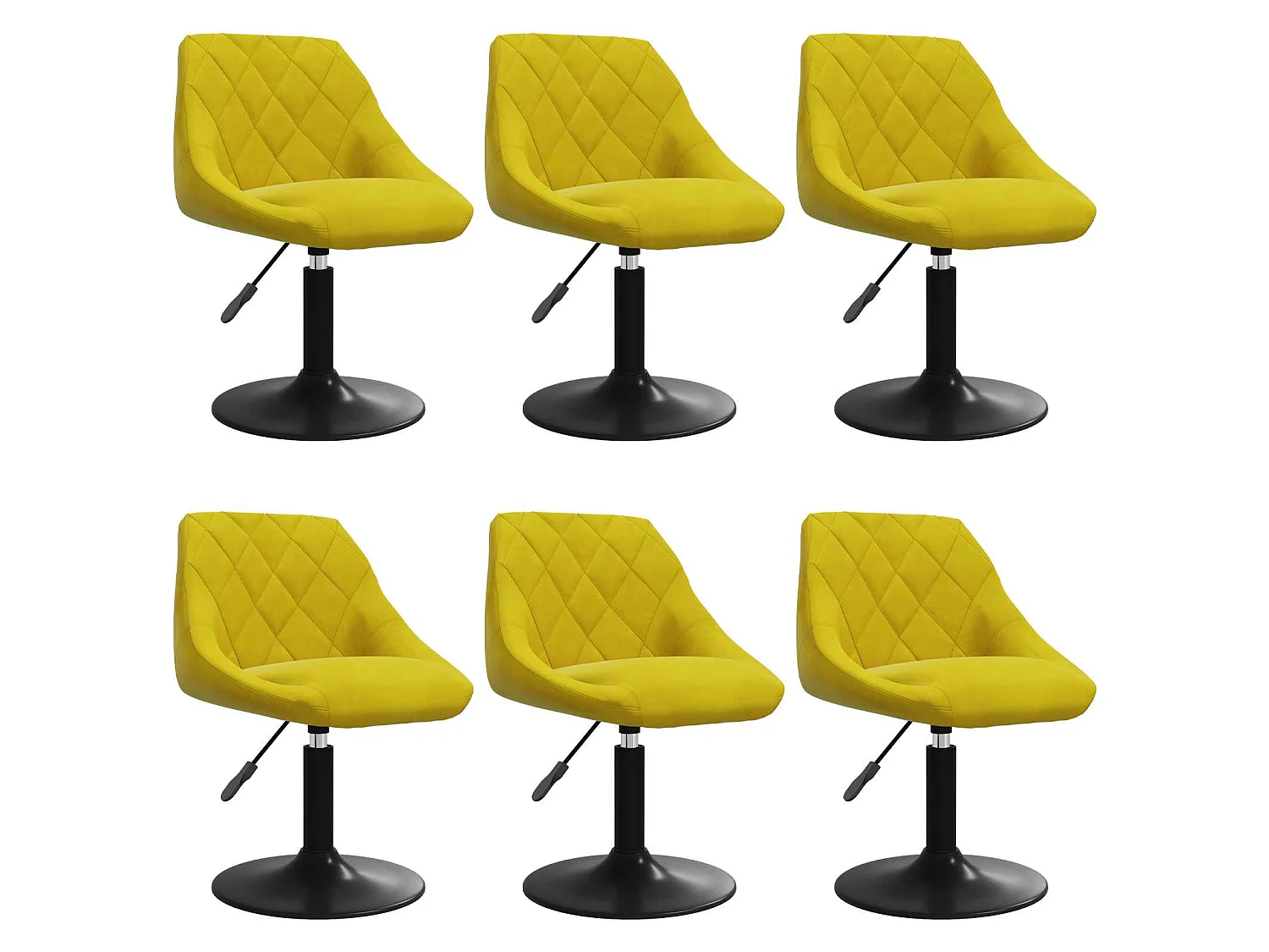 Chaises à manger pivotantes lot de 6 jaune moutarde velours