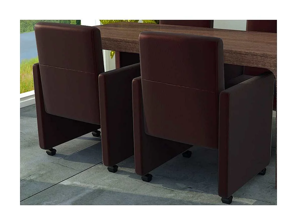 Chaises à manger lot de 2 marron similicuir