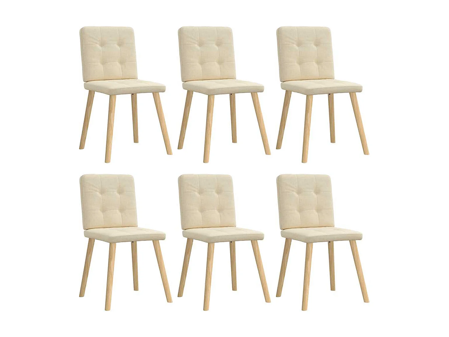 Chaises à manger lot de 6 crème tissu