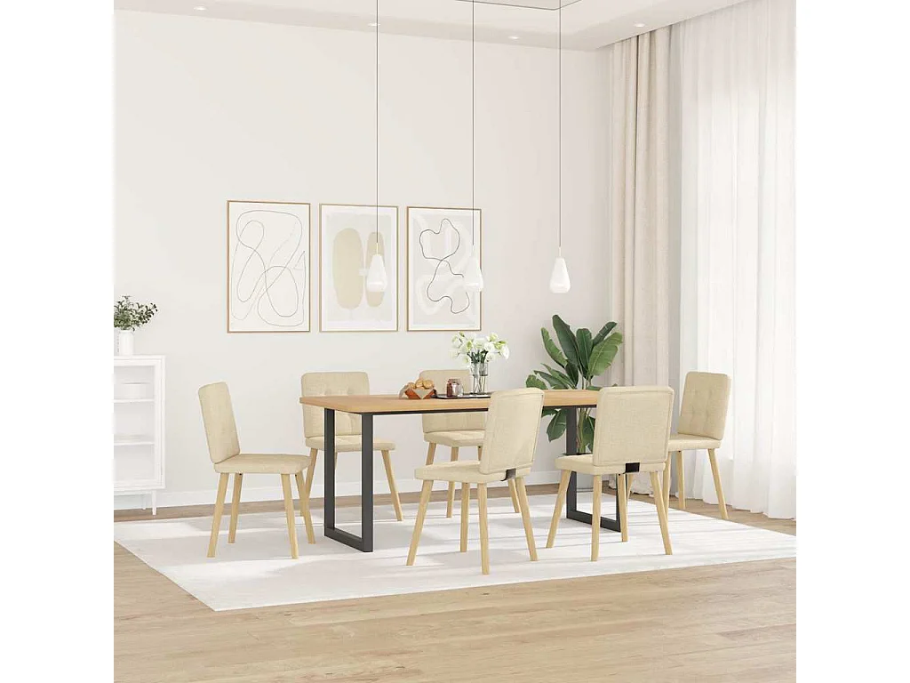 Chaises à manger lot de 6 crème tissu