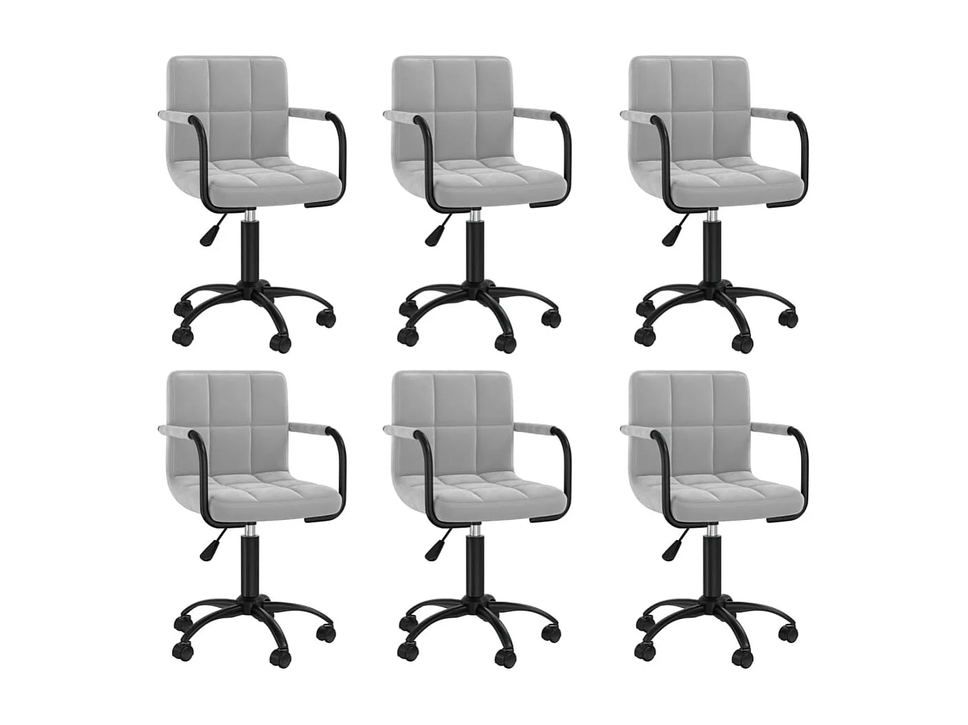 Chaises pivotantes à manger lot de 6 gris clair velours