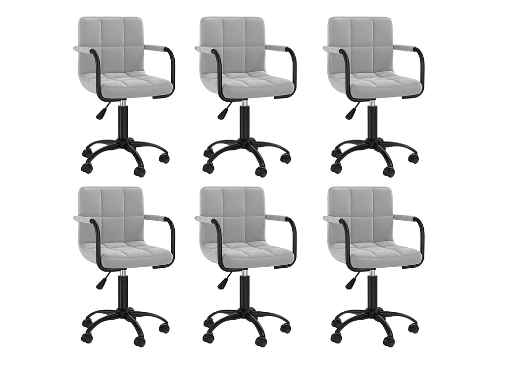 Chaises pivotantes à manger lot de 6 gris clair velours