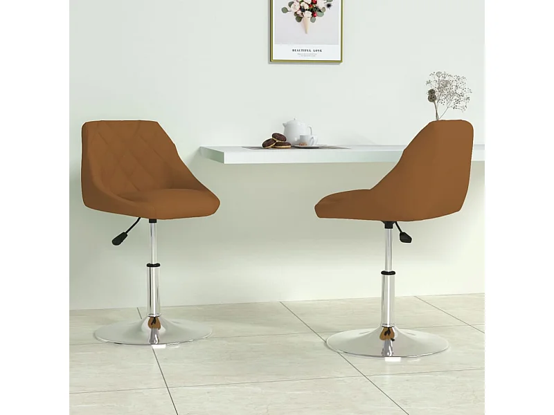 Chaises pivotantes à manger lot de 2 Marron Velours