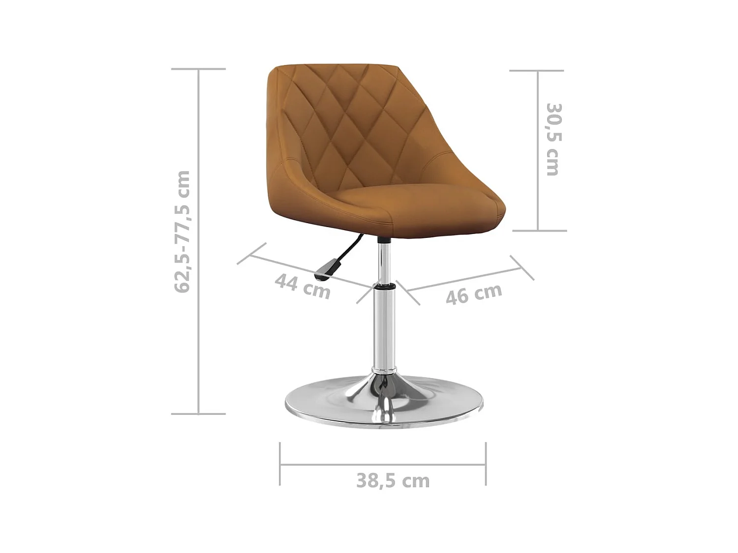 Chaises pivotantes à manger lot de 2 Marron Velours