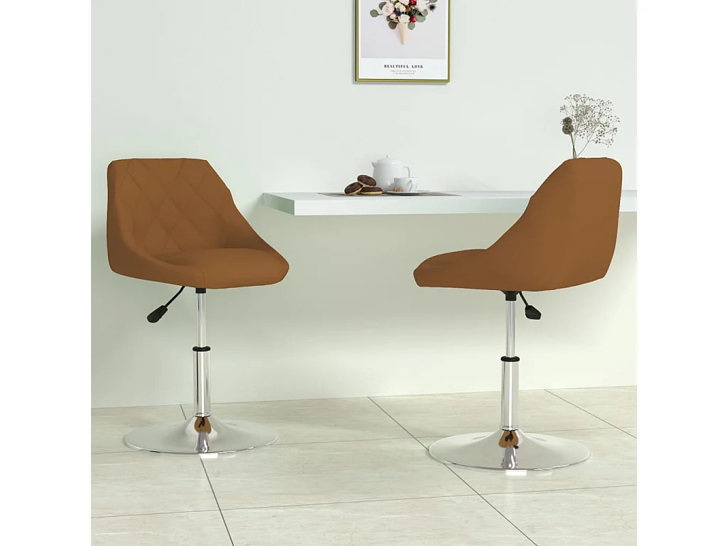 Chaises pivotantes à manger lot de 2 Marron Velours