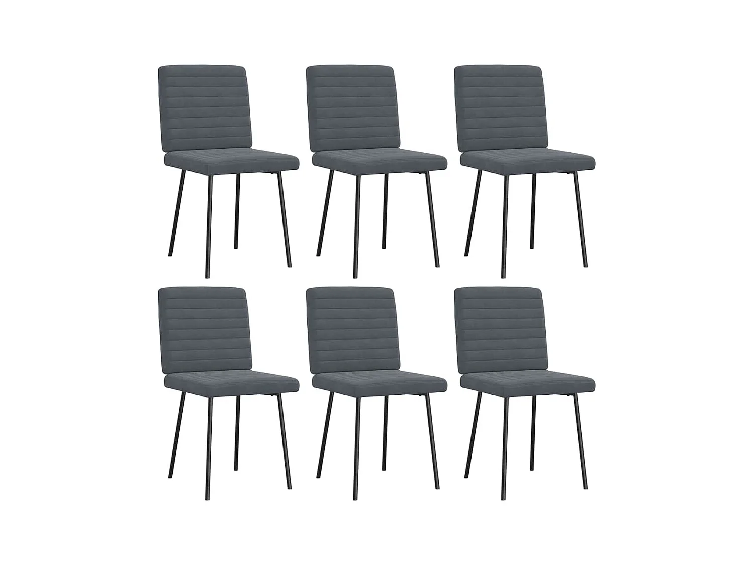 Chaises à manger lot de 6 gris foncé velours