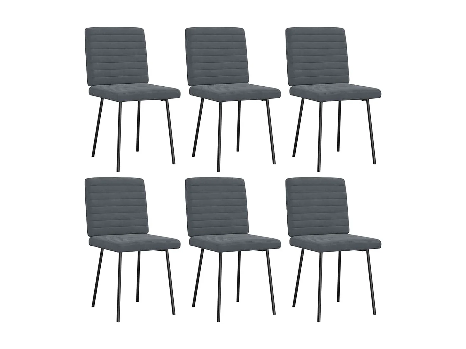 Chaises à manger lot de 6 gris foncé velours